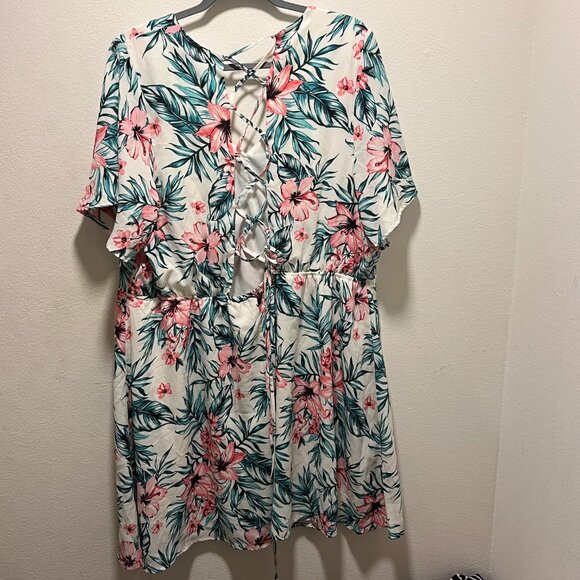 Charlotte Russe White Floral V-Neck Ruffle Chiffon Midi Dress Size 2X - Picture 2 of 8